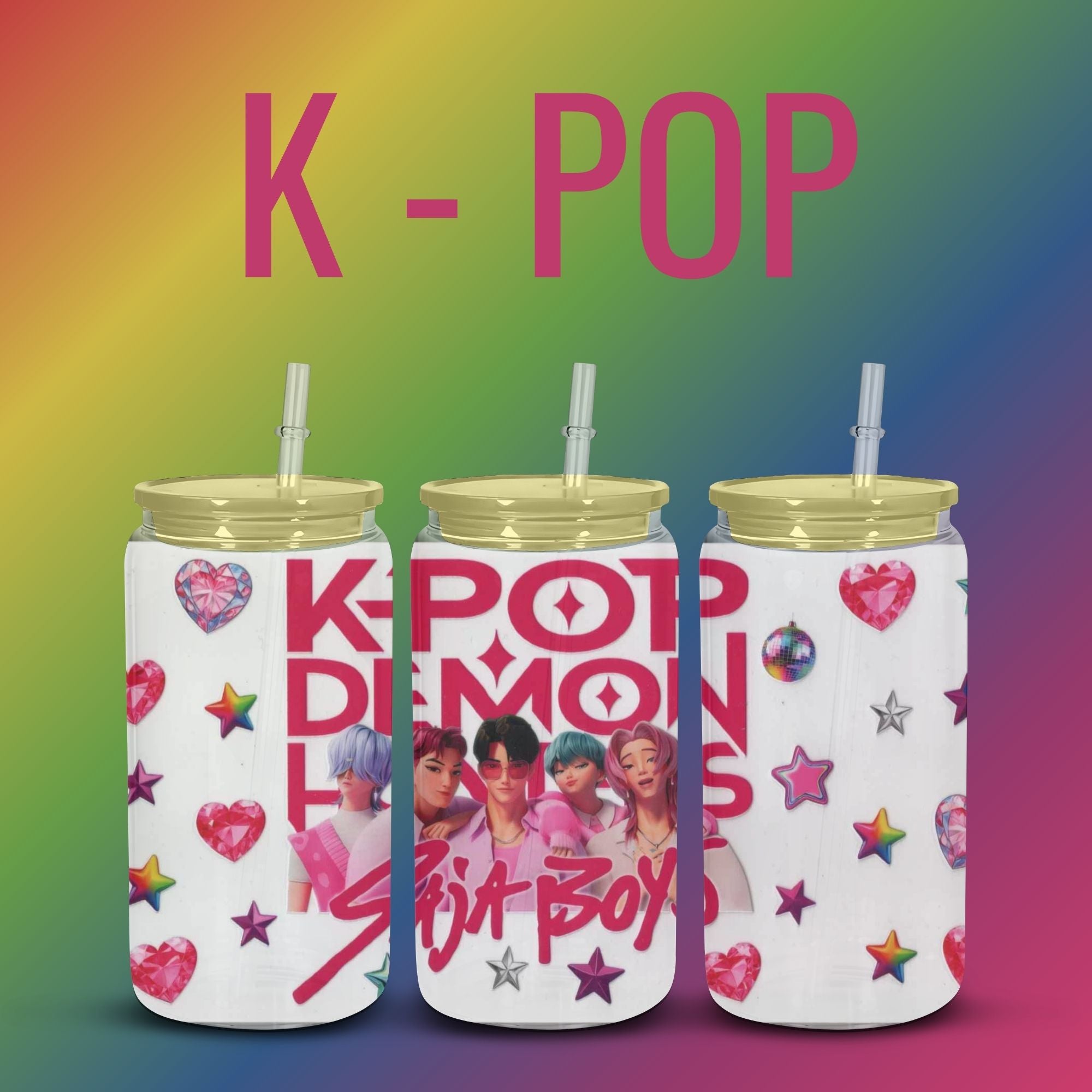 16oz K-Pop Inspired Glass Cup