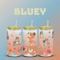 16oz Bluey Inspired Glass Cup